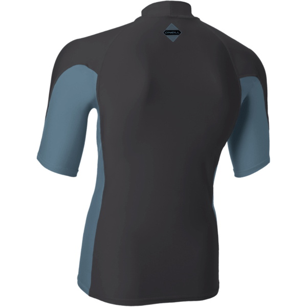 2026 O'Neill Mens Hyperfreak Skins Short Sleeve Turtleneck Rash Vest 5706 - Tempered Steel / Blue Fusion